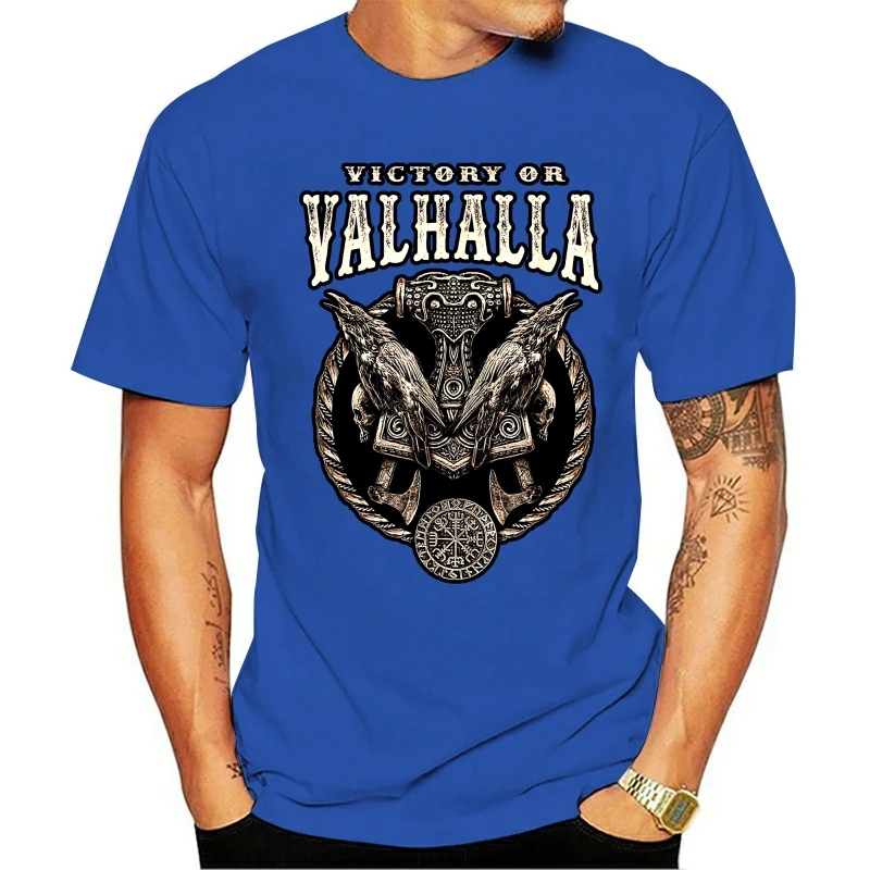 

Victory or Valhalla T-Shirt Hugin and Munin Viking Axe Gift