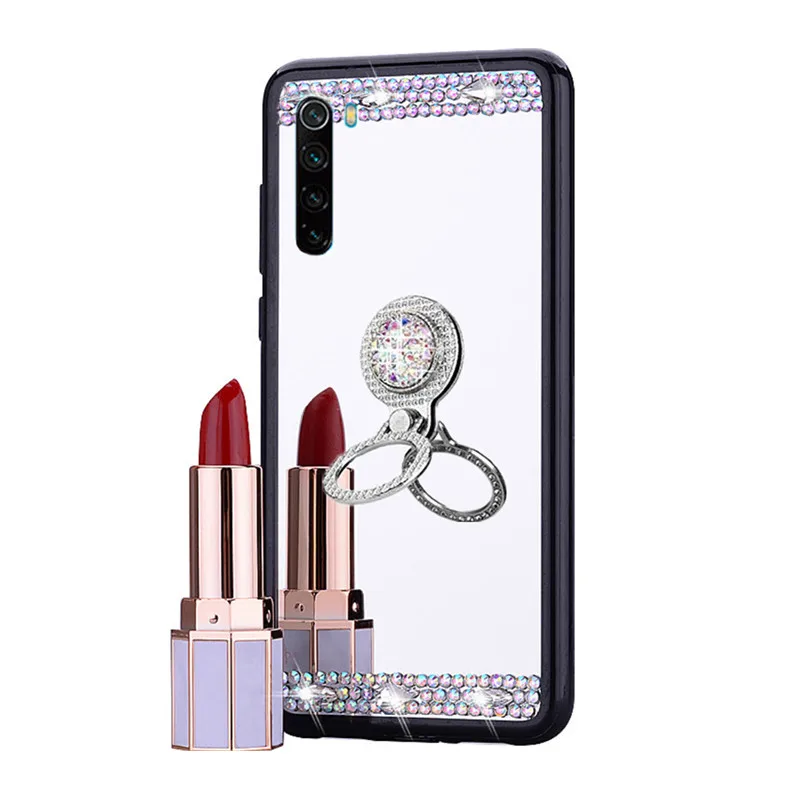 Mirror silicone Ring holder Cover For Redmi Note 8T Case Xiaomi Mi 9 8 lite 7A 8A 4X 5 6 7 Pro Phone case | Мобильные телефоны и