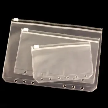 

20PCS Transparent PVC Storage Card Holder A5/A6/A7 Binder Rings Notebook 6 Hole Bag Envelope Zipper Insert Refill Document Organ