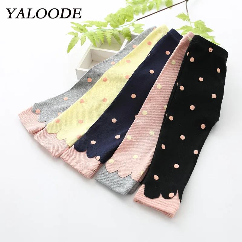 Теплые штаны YALOODE в горошек для маленьких девочек на весну и осень мягкие удобные