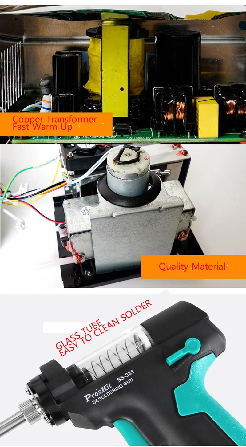 Pro'sKit SS-331H ESD LCD Digital BGA Desoldering Suction Electric Absorb sleeping function Free shipping