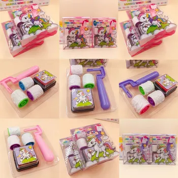 

Unicorn Handle Wheel Roller Stamp With Ink Pad Diary DIY Stamp Set Student Prize Promotional Gift Stationery