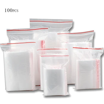 

Transparent Plastic Ziplock Bag Reusable Transparent Jewelry/Food/Small Parts Storage Bag Kitchen Waterproof Zipper Bag