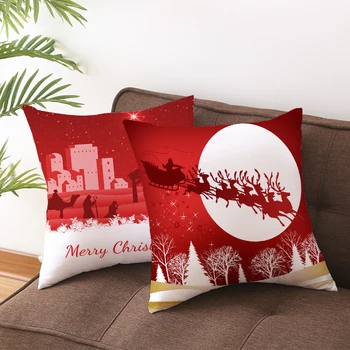 

Red Merry Christmas Christmas Pillowcase Christmas Decoration Christmas Living Room Bedroom Sofa Ornament Santa Snowflake Elk