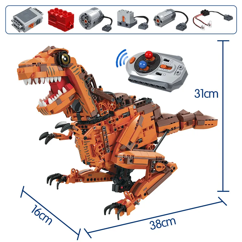 1092pcs City Technic creaters Электрический динозавр RC пульт дистанционного управления Строительный блок мир Юрского периода Динозавр кирпич игрушки для детей - Цвет: Without original box