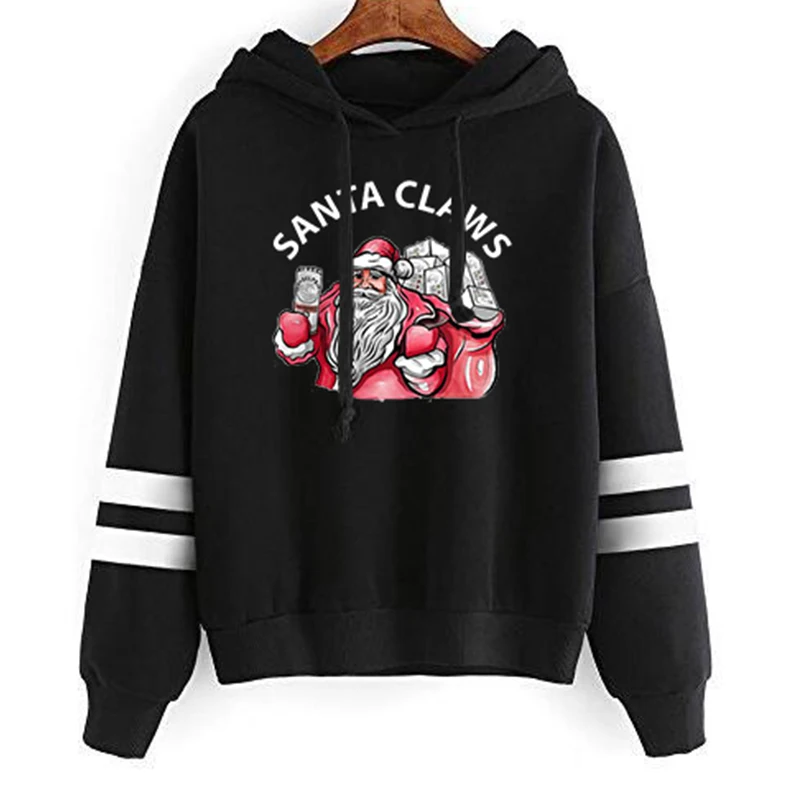 

Santa Claws Women Hoodies Vintage Christmas Sweatshirt Harajuku Plus Size 2019 Print Hoodie Gothic Woman Clothes Casual