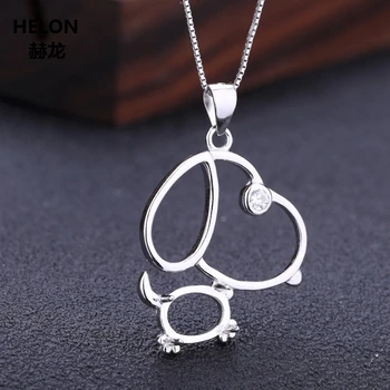 

925 Sterling Silver Semi Mount Pendant for 7x9mm Oval Cabochon Amber Agate Lapis Lazuli Women Party Fine Jewelry Setting