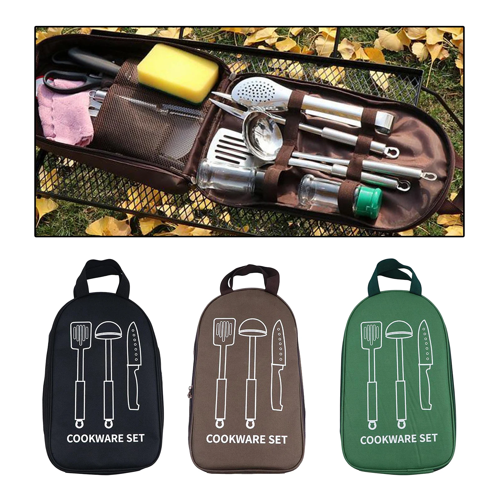 Camping Utensils Organizer Carry Bag Outdoor Cooking Camp Picnic 18