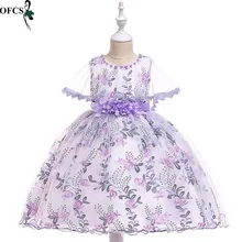 Новинка; шелковое платье с цветочным узором; свадебное платье принцессы с цветочным узором для девочек; платье принцессы без рукавов; детская одежда