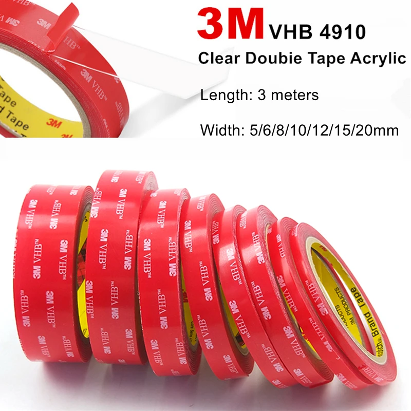 5mm Red Transparent VHB Temperature Resistant Sticky Double Side Adhesive Tape 