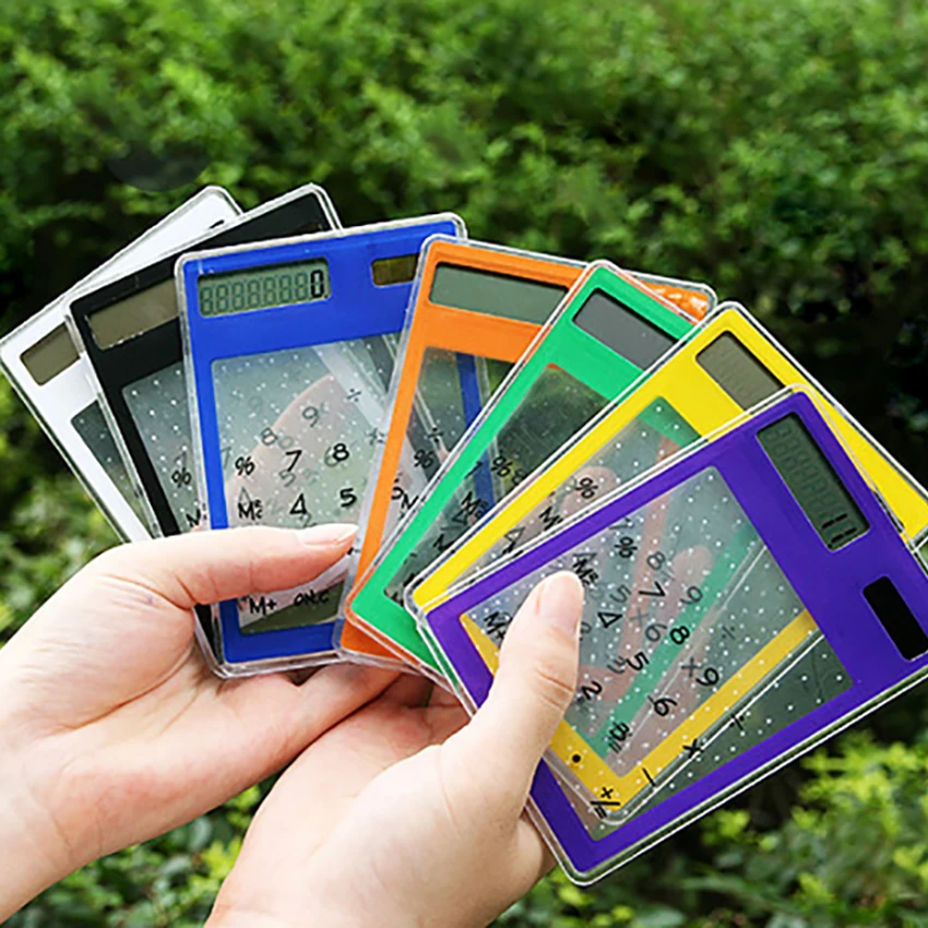 

8 Digit Touch Screen Transparent Solar Calculator Student Stationery Outdoor Portable Ultra-thin Clear Scientific Calculator