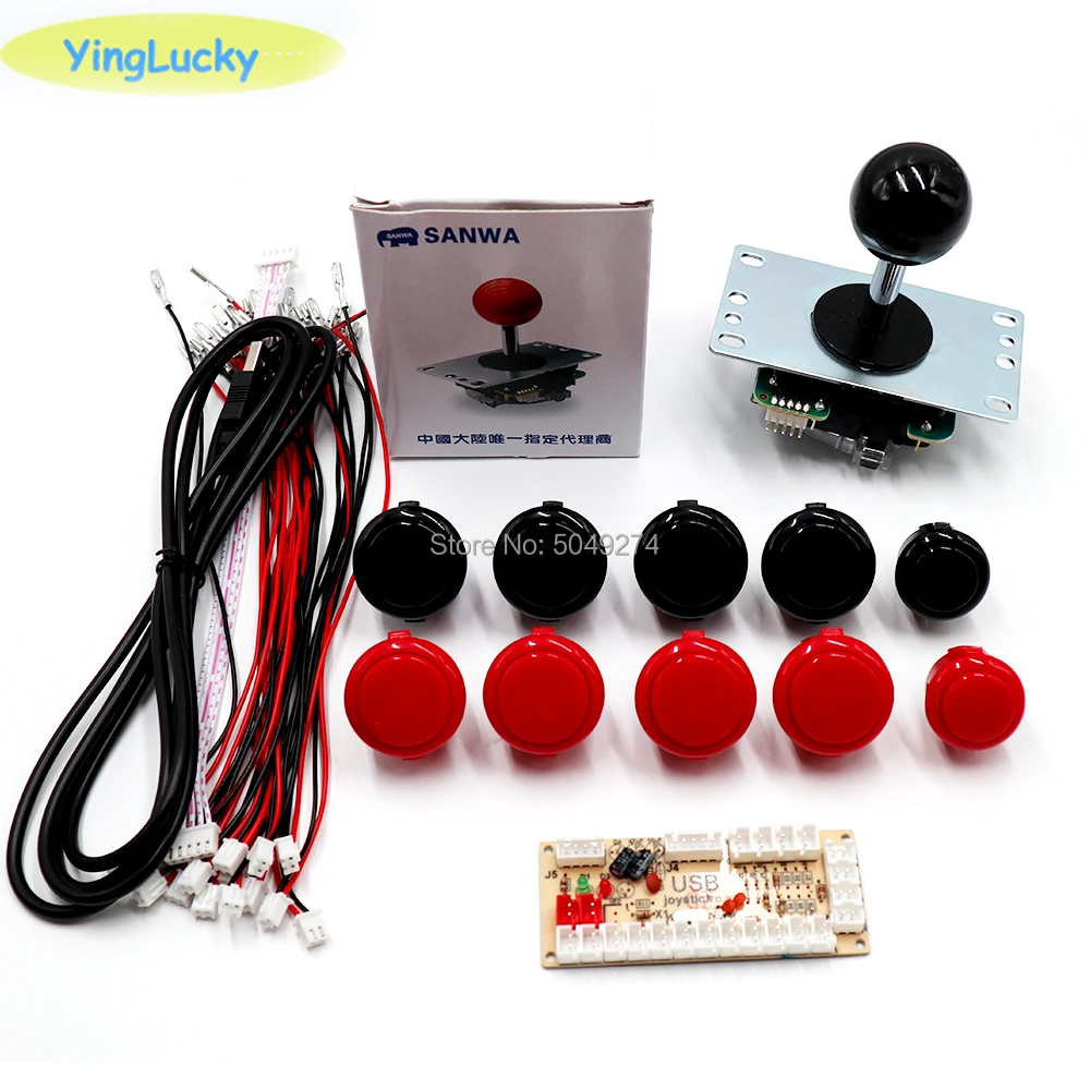 Sanwa Джойстик 8YT, OBSF 24 мм, Комплект Аркады своими руками, аркадный джойстик DIY Kit, USB кодировщик для ПК, для Аркады MAME& Raspberry Pi 3B