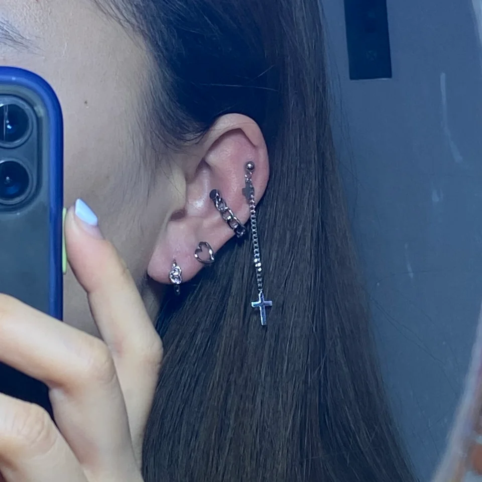 ステンレス鋼ヘリックスピアス,クロスシェイプ,ピアスジュエリー