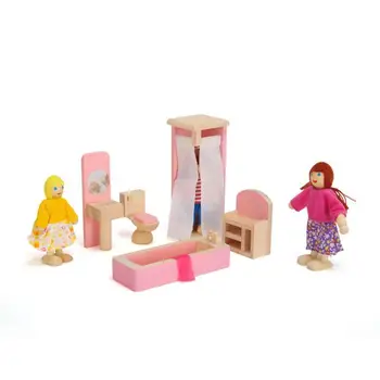 

Infant Baby Bathroom Furniture Woodiness Bright and Bright Colours Dollhouse Wood Children Gifts Educational Toy Set
