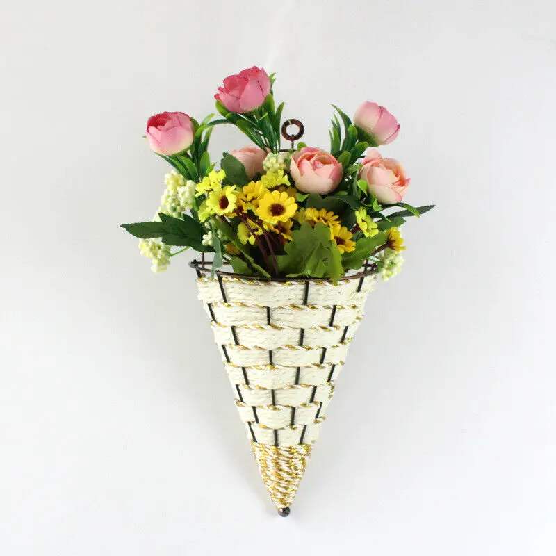 New Flower Basket Pendant Wall Mounted Hanging Pot Cone Planter Flower Basket Vase for Home Yard Decor