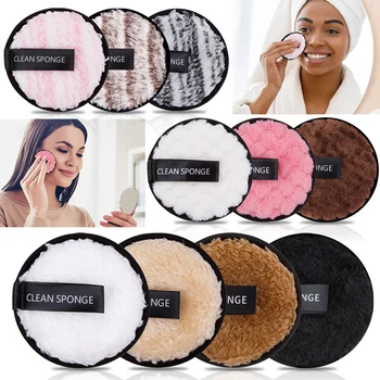 

1/3Pcs 8cm Makeup Remover Pads Reusable Wipe Discs Washable Face Make Up Cloth Microfiber Cleaning Remove Sponge Skin Care Tools