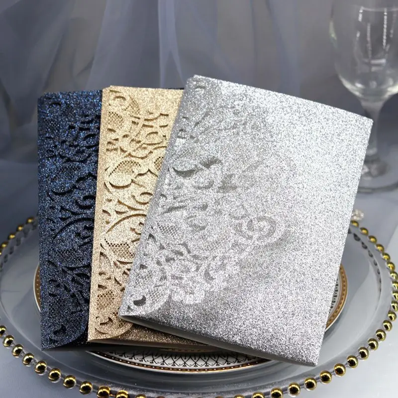  10pcs/pack Laser Cut Wedding Greeting Invitation Card Cover Personalized Hollow Business Engagement - 4.00027E+12