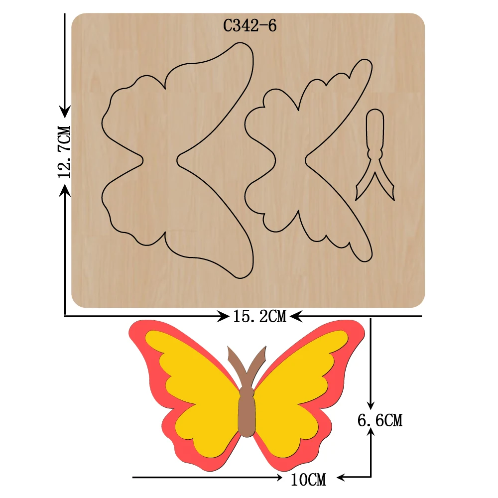 New butterfly Wooden die Scrapbooking C-342-6 Cutting Dies for common cutting machines on the market | Дом и сад