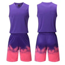 Новинка, Детские мужские баскетбольные майки с градиентом, комплекты, форма, дышащая, для баскетбола, тренировочный Комплект Джерси, пустые спортивные костюмы для колледжа, на заказ