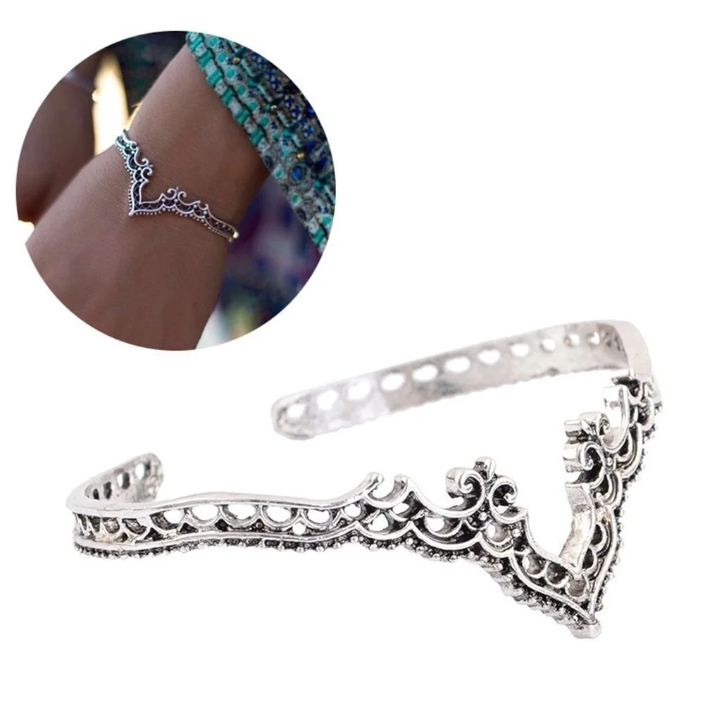 Женский винтажный браслет на запястье с цветочными рогами и оленями | Украшения