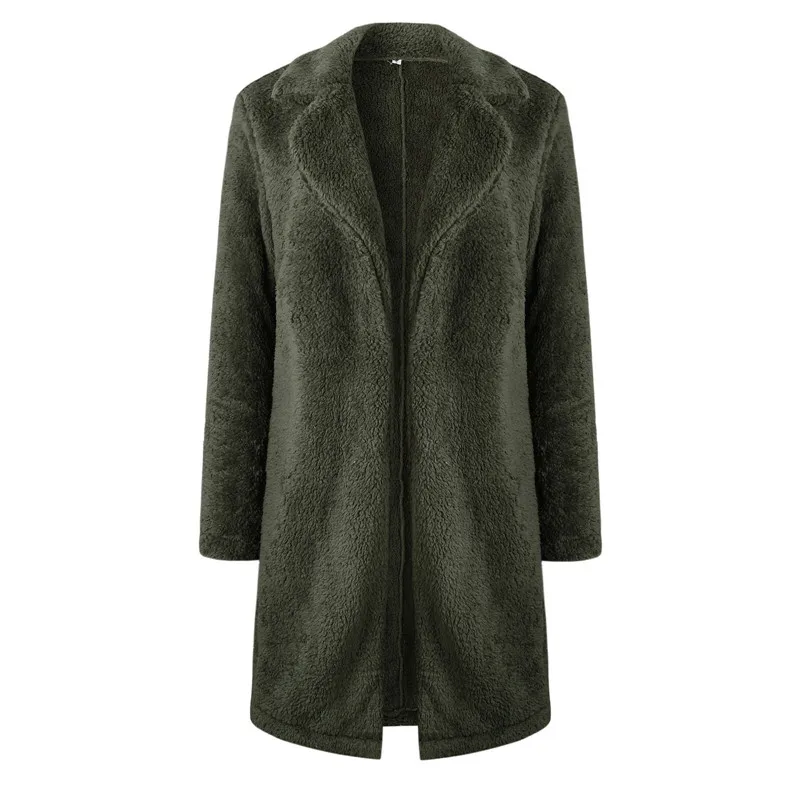 Winter Women Long Coats New Fashion Teddy Bear Fur Fleece Loose Coat Ladies Pure Color Long Vintage Warm Jacket Outwear Hot Sale