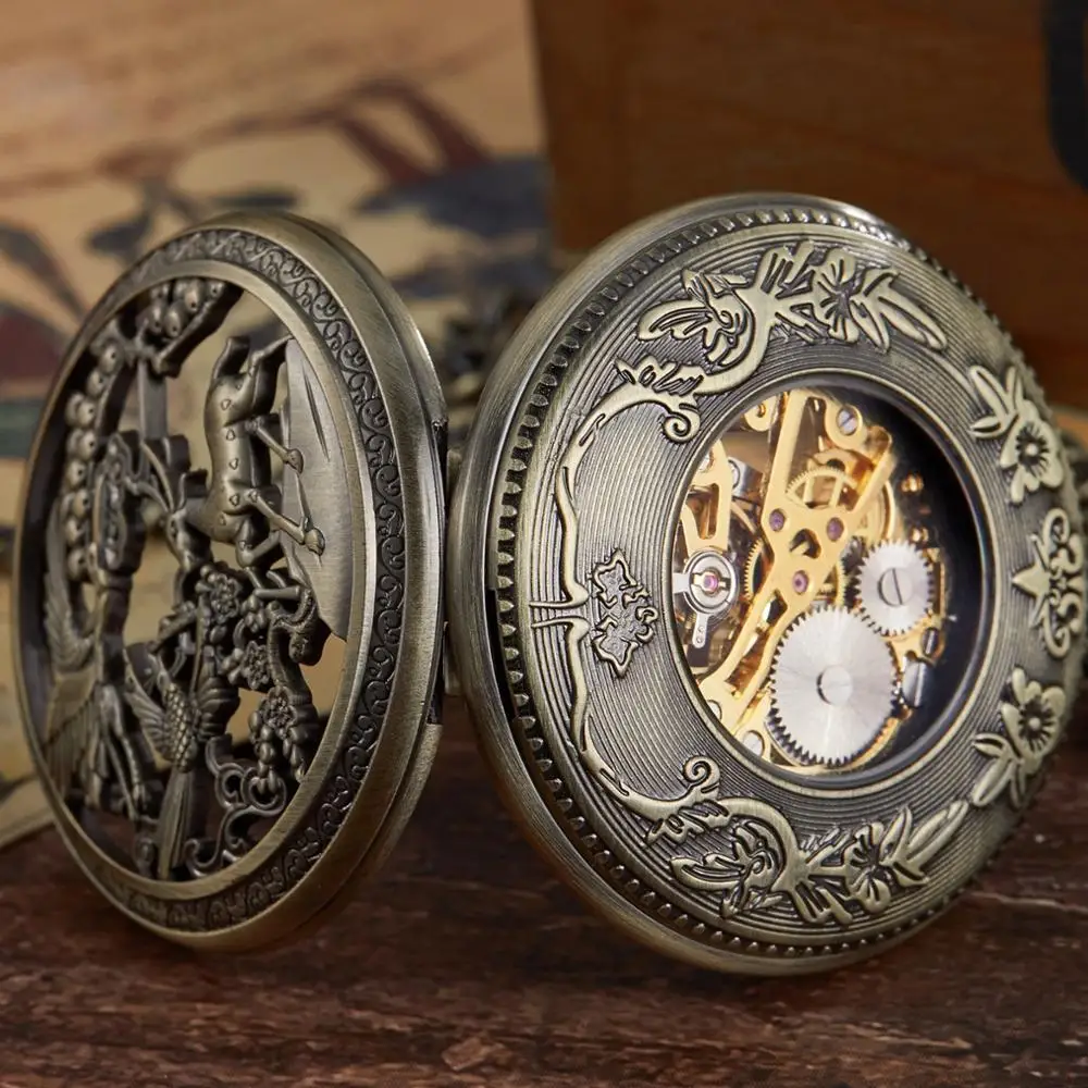 Творческий Олень животных механические карманные часы для мужчин полые стимпанк Серебряный механический ФОБ цепь для мужчин s часы Reljo
