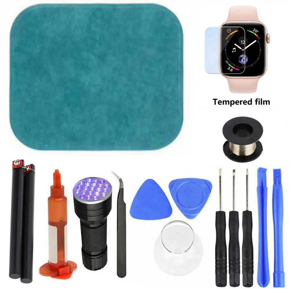정밀 전면 유리 커버 교체 UV 접착제 터치 스크린 수리 키트, 애플 워치 2/3/4/5/6 시리즈 38mm 42mm 40mm 44mm