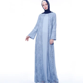 

Splice Two Pieces Lace Abaya Turkish Hijab Muslim Dress Islamic Clothing Abayas For Women Caftan Dubai Kaftan Elbise Djelaba