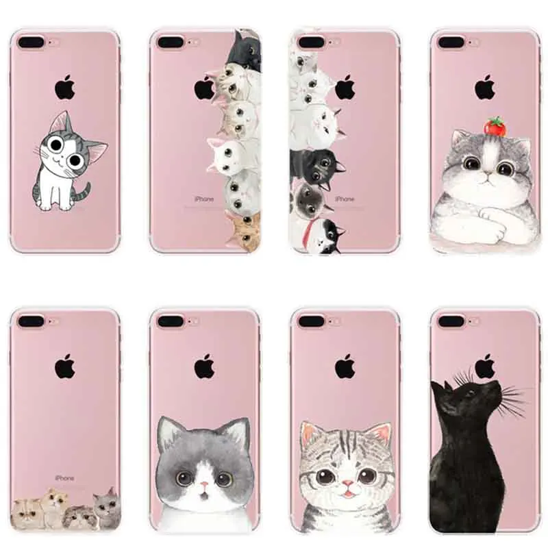 Милый забавный кот мягкая термополиуретановая крышка-чехол для iphone X XR XS Max 5 5S Se