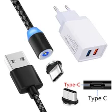 Для Samsung Galaxy S8 S9 S10 S10e A8 A9 A3 A5 A7 A50 A40 A30 A70 1 м Магнитный Тип C зарядный кабель светодиодный легкое зарядное устройство usb