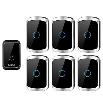 

Home Welcome Wireless Doorbell Waterproof 1 Button 6 Receiver 300M Remote LED Light Door Bell Cordless Calling Chime Battery