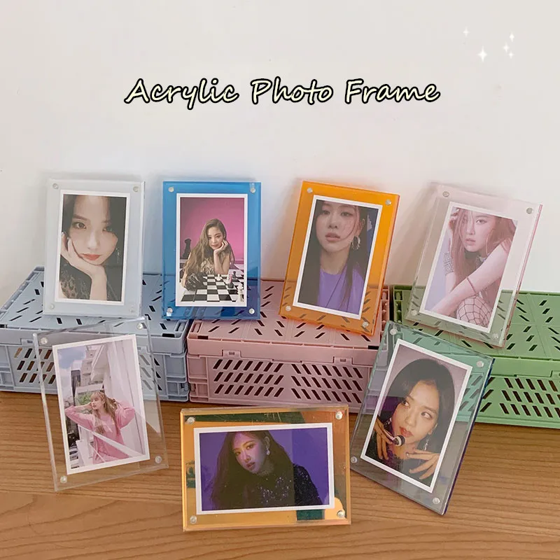Acrylic Photo Frame 3 Inch 74mmx104mm Transparent Cards Display Magnetic Desktop Decoration Card Holder Home Supplies