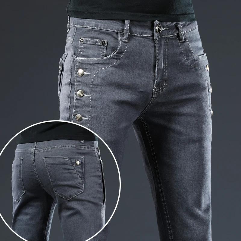 Men Jeans Slim Fit Skinny Denim Elastic Straight Stretch Trousers men jeans,mens jeans,jeans trousers,elastic jeans,denim trousers