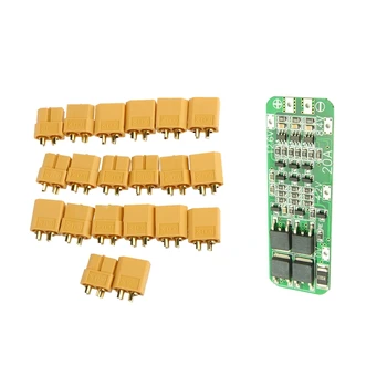 

21 Pcs Accessories: 10 Pairs XT60 Female / Male Bullet Connectors & 1Pcs 20A Li-Ion Battery Charger PCB Protection Board