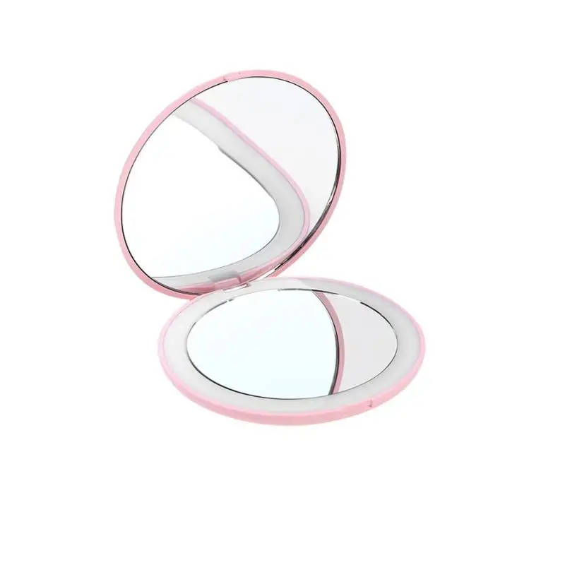 pink B Портативный светодиодный светильник ed зеркало для макияжа складное 10X/увеличительное круглое косметическое зеркало портативный туалетный светодиодный светильник - Цвет: pink B
