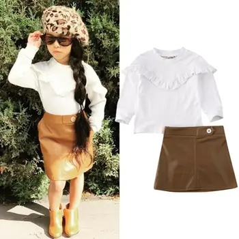 

Spring 1-5Years 2PCS Toddler Baby Girl Autumn Winter Clothes Sweater Tops+Mini Skirt Outfits Set
