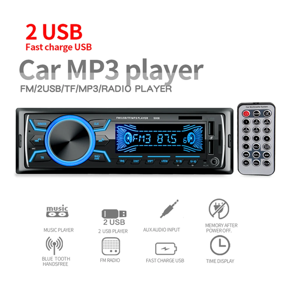Автомагнитола с Bluetooth Fm-радио Aux-входом Sd Usb Z0338 12 В 1 Din | Автомобили и мотоциклы