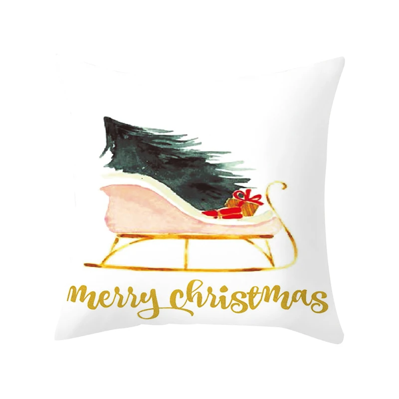 Snowman Gilding Pattern Christmas Pillow Case Christmas Decorative Throw Pillow Cover for Indoor New Year Gift