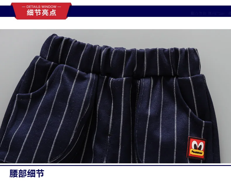 BOY'S Spring And Autumn Pants New Style Children Casual Vertical Stripes Little Monster Trousers Small CHILDREN'S Elasticit