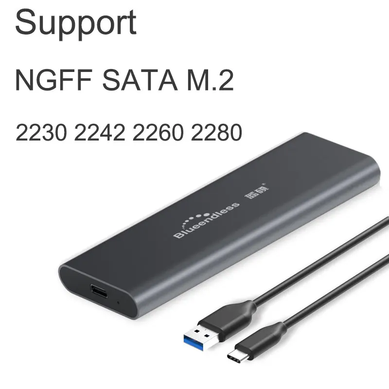 SSD Enclosure Type C to Type C Support 2242/2260/2280/msata M.2 case NGFF B key Slot SSD Aluminum Case For Solid State Disk usb external hard drive enclosure HDD Box Enclosures