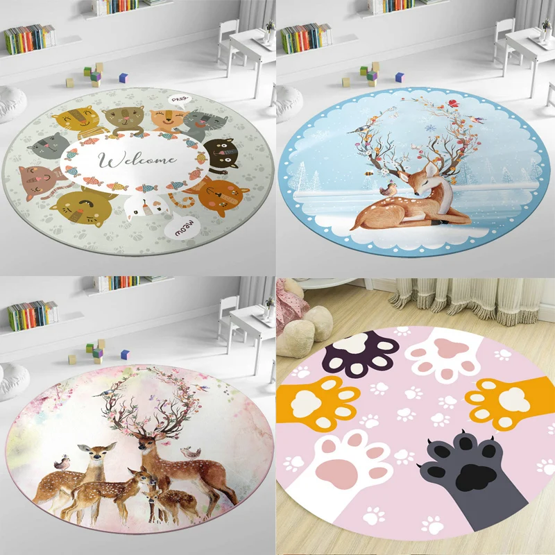 

Circular carpet pad modern Nordic home living room bedroom hanging basket Computer Swivel chair machine washable children carpet