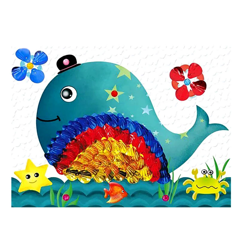 whale "Сделай сам" с картина сад ручной работы Материал школьные портфели, наклейки с блестками игрушки для детей, игрушки, поделки деревянный пазл игрушки SZ3628 - Цвет: whale