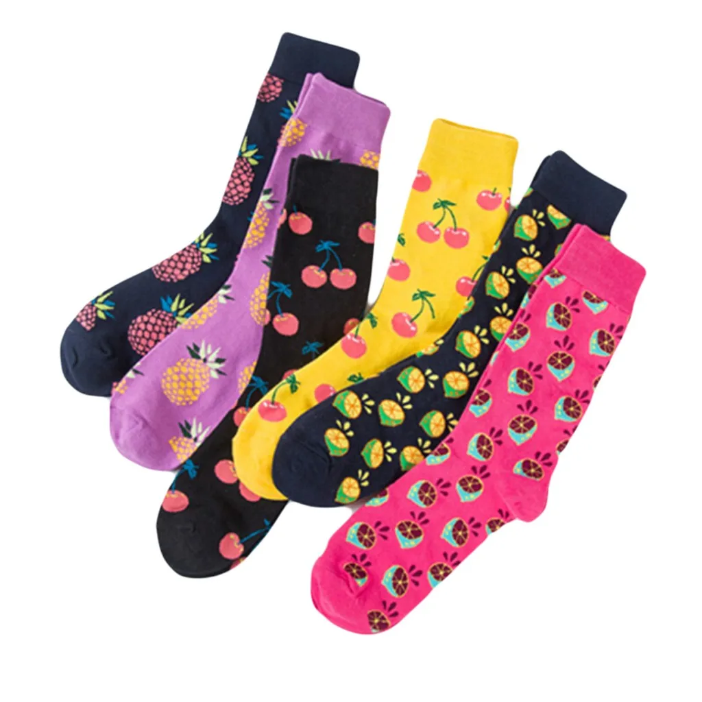 Harajuku счастливые забавные Женские носочки ананас черешня манго фруктовый принт зимние носки Kawaii счастливые носки для женщин девочек Рождественский подарок