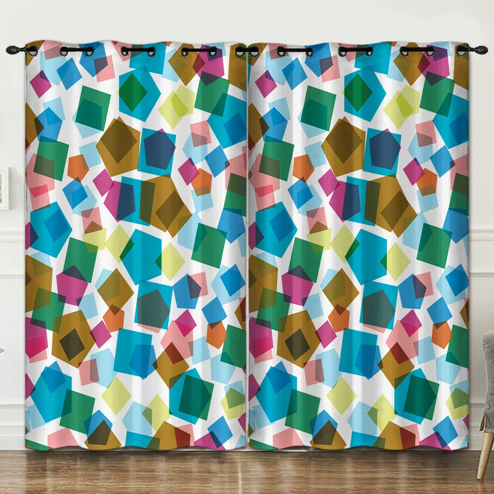 

Colorful geometry room decoration curtain background decoration cloth pink curtains luxury 5