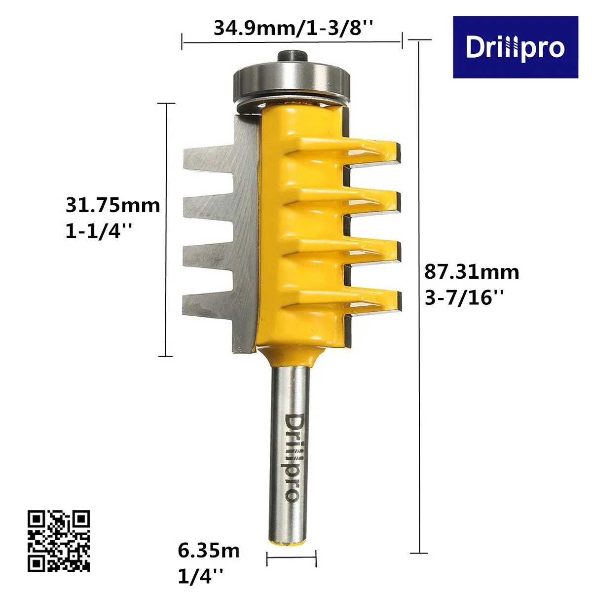 

1/4'' Reversible Shank Finger Joint Glue Router Bit Aolly Cutting Tool US Milling Cutter YG6X native alloy