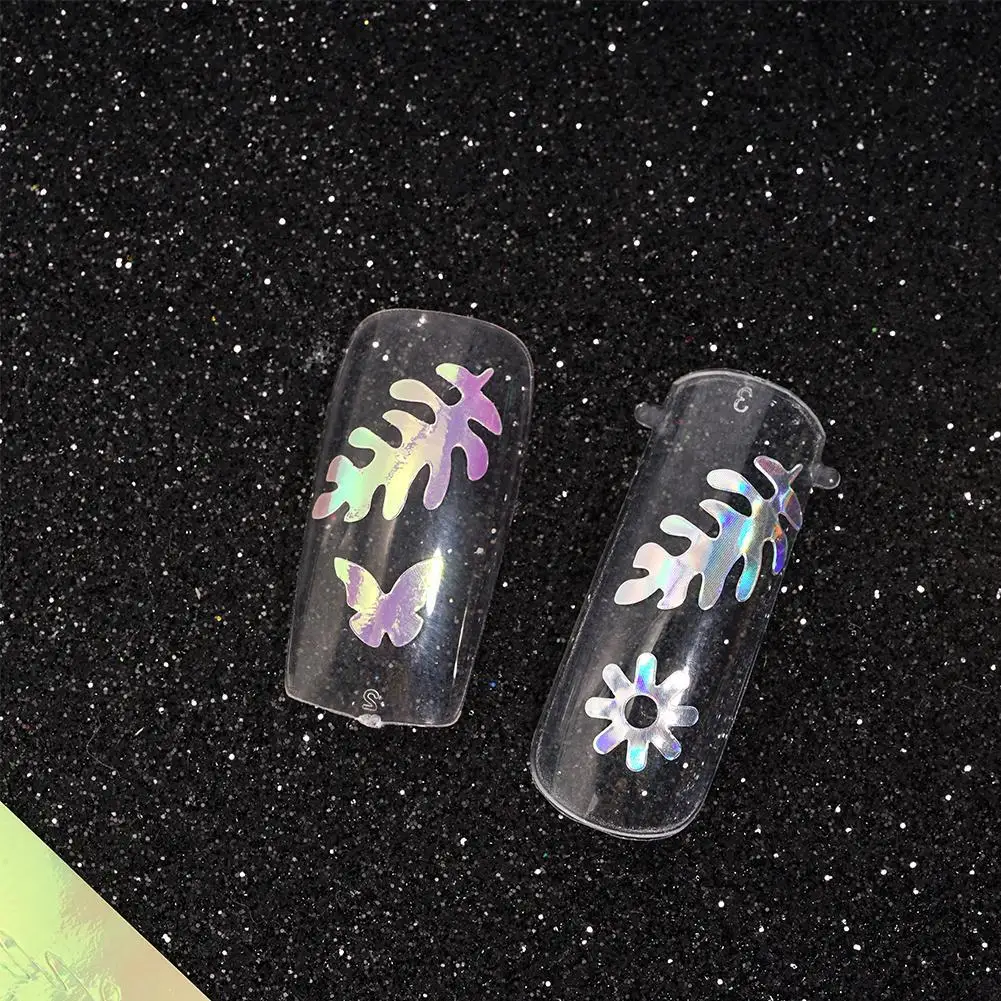 16Pcs/set Holographic 3D Nail Sticker Leaf Holo DIY Laser Adhesive nail Sticker Decal