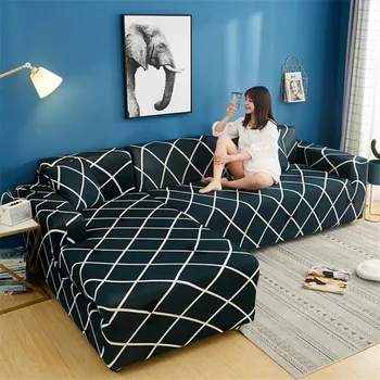 

Corner Sofa Cover For Living Room Elastic Home Sofa Sheath Plaid High Quality Bedroom Sofa Protector Anti-dust Child And Dog