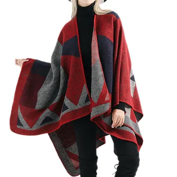 

2020 New Fashion Winter Warm Plaid Ponchos And Capes For Women Oversized Shawls and Wraps Cashmere Pashmina Female Bufanda Mujer
