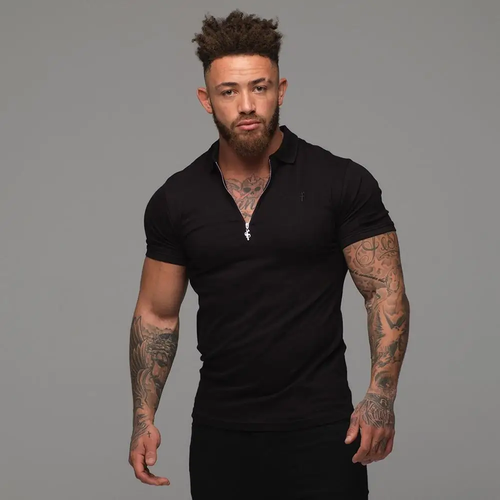 

2019 Men Turn Down T shirt homme Fashion Design Deep V neck T shirt Solid Tops Summer Short Sleeve Tee Tops
