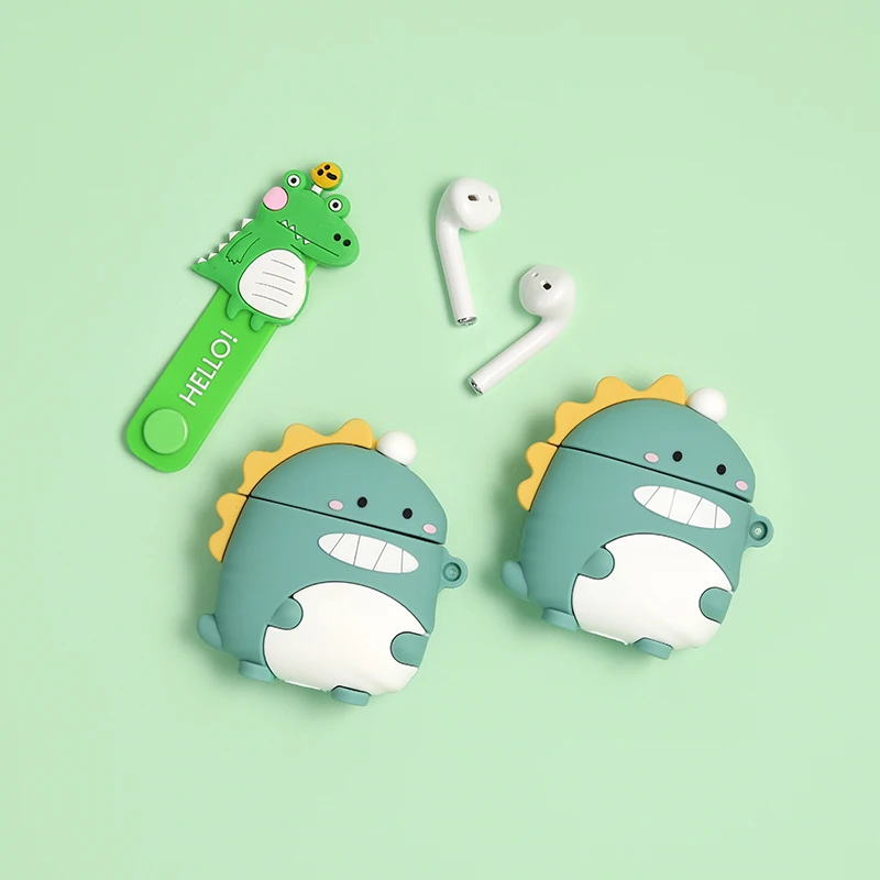 

Dinosaur Earphone Case for Airpods 2 Case Cute Flower Cover for Apple Air pods Case Silicone Protective Earbuds Accessories Box